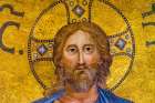 Ancient Jesus Mosaic, Papal Basilica of Saint Paul, Rome, Italy. Art Print